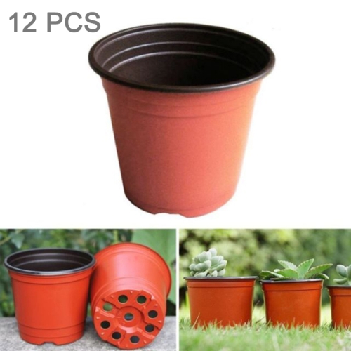 

12 PCS Nursery Potted Fall-resistant Two-color Plastic Flower Pot, Size:11 x 10 cm