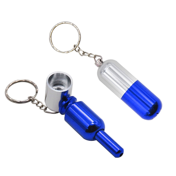 

2 PCS Keychain Hidden Detachable Metal Pipe(Blue)