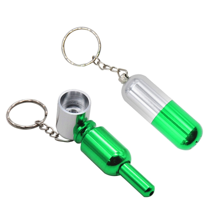 

2 PCS Keychain Hidden Detachable Metal Pipe(Green)