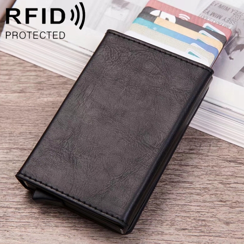 

Magnetic RFID Bag Multifunctional Aluminum Automatic Pop-up Credit Card Package(Black)