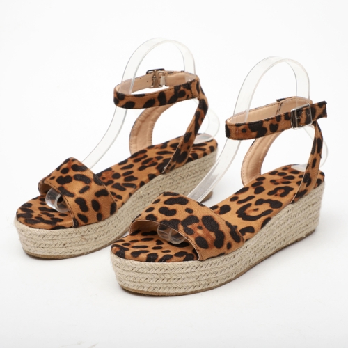 

Women Wedge Light Bottom Fish Mouth Sandals, Shoe Size:35(Leopard)