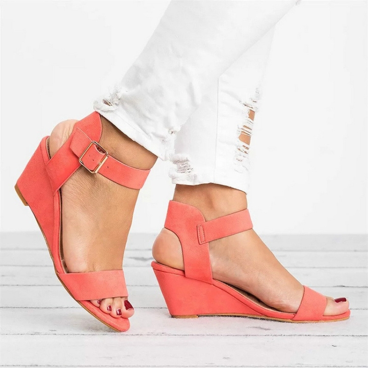 

Wedge Bottom Buckle Women Sandals, Size:38(Watermelon Red)