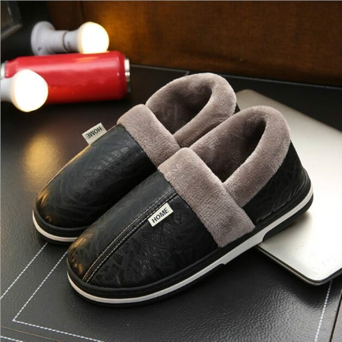 

Couple Home Indoor and Outdoor Warm Thick Bottom Non-slip Cotton Slippers, Size:44-45(Black)