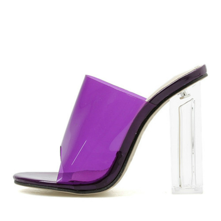 

Crystal Hick High Heel Candy Color Women Sandals, Size:40(Purple )