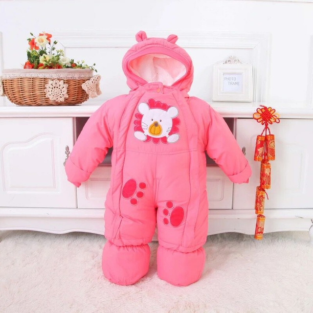 

Winter Babies Cartoon Lion Pattern Jumpsuits Children Romper, Size:XXL(Red)
