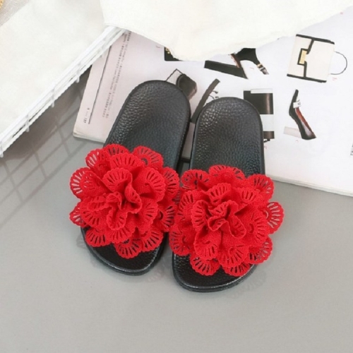 

Children Rhinestones Bows Soft Slippers, Size:24(Flower Red)