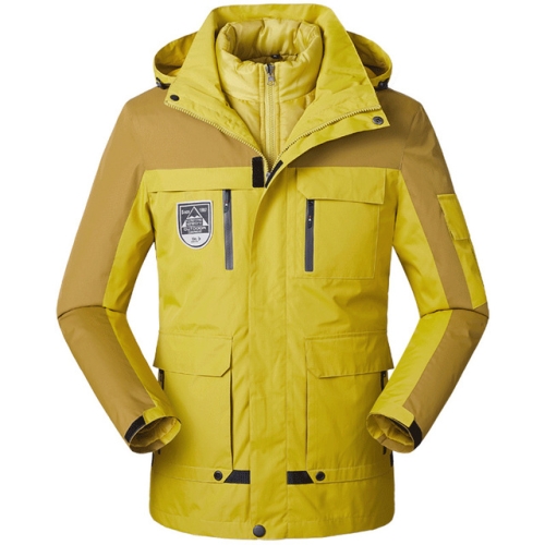 

Men/Women Warm Breathable Windproof Waterproof Hiking Ski Suit Outdoor Jacket, Size:3XL(Turmeric)