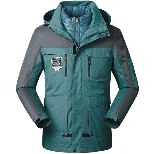 

Men/Women Warm Breathable Windproof Waterproof Hiking Ski Suit Outdoor Jacket, Size:4XL(Lake Blue)