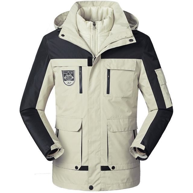 

Men/Women Warm Breathable Windproof Waterproof Hiking Ski Suit Outdoor Jacket, Size:5XL(Ivory White)