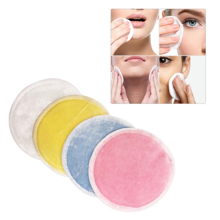 

8 PCS Three Layer Washable Cycle Using Bamboo Wool Makeup Remover Puff，Random Color Delivery