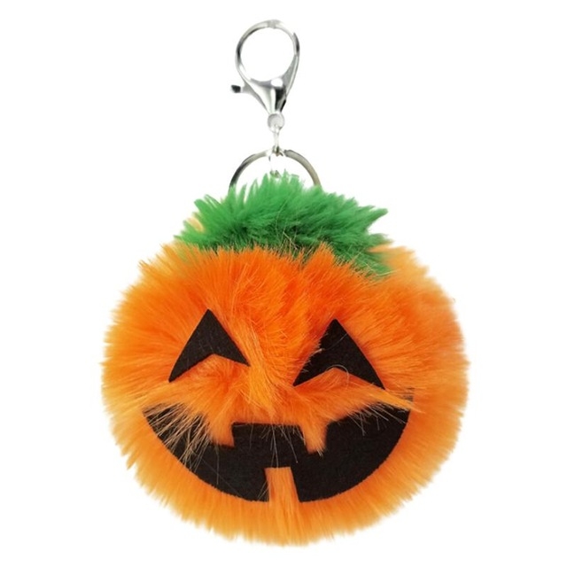 

3 PCS Pumpkin Plush Keychains Fashion Car Halloween Key Chain Party Gift(Orange)