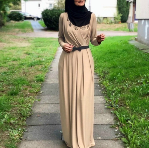 

Fashion Minimalist Elegant Long Dress, Size:M(Beige)