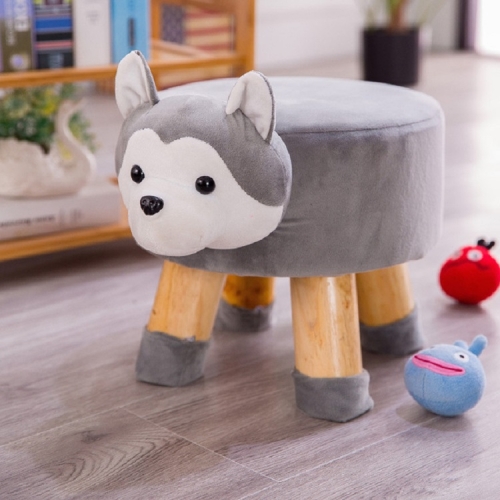 

Solid Wood Animal Small Stool Children's Household Low Stool Cute Round Stool(Low Leg Husky)