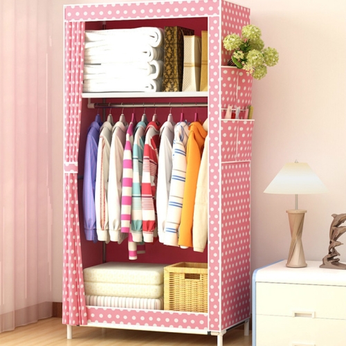 

Non-woven Fabric Closet Baby Storage Cabinet Folding Steel Single Wardrobe Bedroom Furniture, Size: 70x45x150cm(Pink)