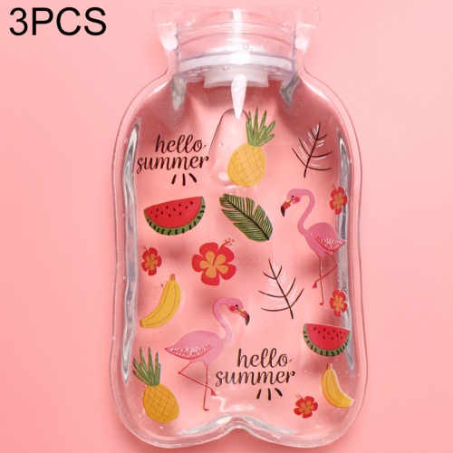 

3 PCS Cartoon Mini Transparent Hand Warmer Bag Hot Water Bottles Injection Storage Bag(Flamingo)