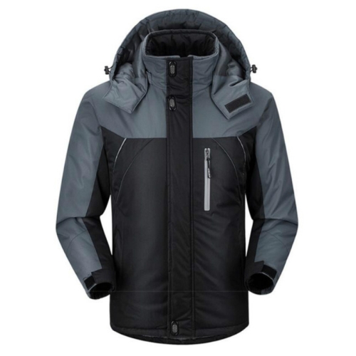 

Men Winter Thick Fleece Waterproof Outwear Down Jackets Coats, Size: L(Black)