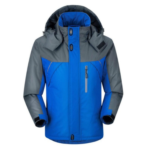 

Men Winter Thick Fleece Waterproof Outwear Down Jackets Coats, Size: L(Blue)