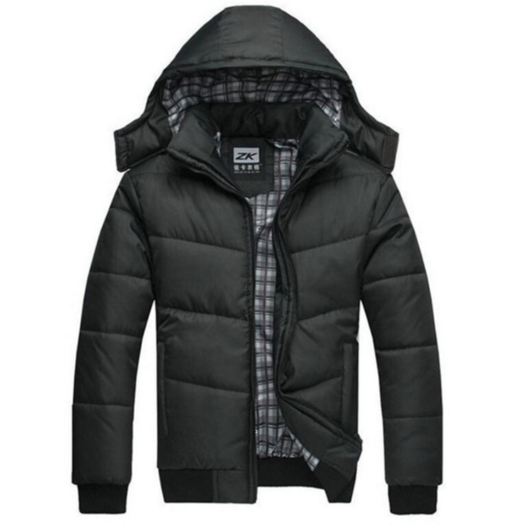 

Men Winter Jacket Casual Slim Cotton With Hooded Parkas(Black)