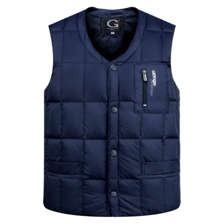 

White Duck Down Jacket Vest Men Middle-aged Autumn Winter Warm Sleeveless Coat, Size:XXL(Blue)