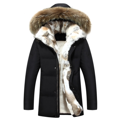

Men and Women Leisure Down Jacket Winter Thick Warm lovers Fur Collar, Size:5XL(Black)