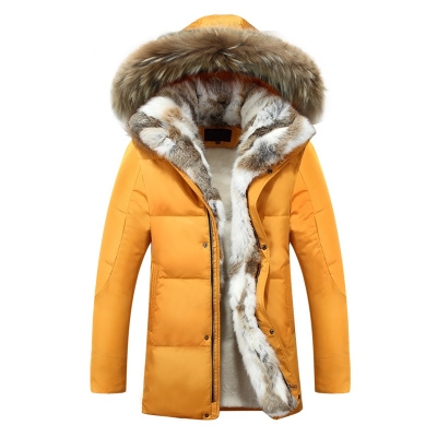 

Men and Women Leisure Down Jacket Winter Thick Warm lovers Fur Collar, Size:5XL(Yellow)