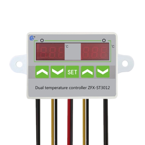 

ST3012 Microcomputer Intelligent Temperature Controller Dual Temperature Dual Control Electronic Temperature Controller, Voltage:12V