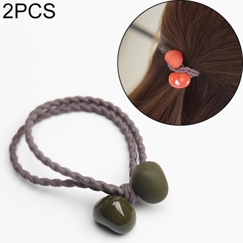 

2 PCS Ceramic Heart Frosted And Glossy Women Hairband Hair Accessories(Army Green)