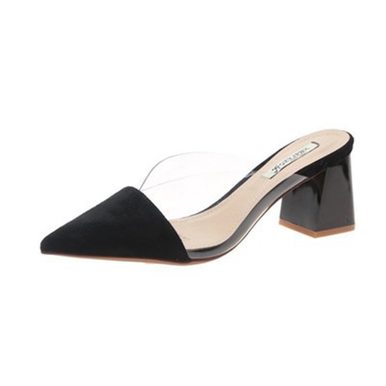

Fashion Pointed Head Thick Bottom Sandals Slippers, Siz:37(Black)