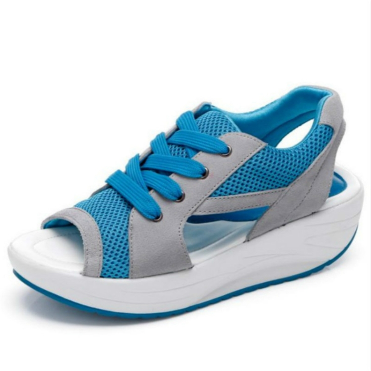 

Fish Mouth Thick Bottom Increased Sports Leisure Mesh Shoes, Size:35(Blue)