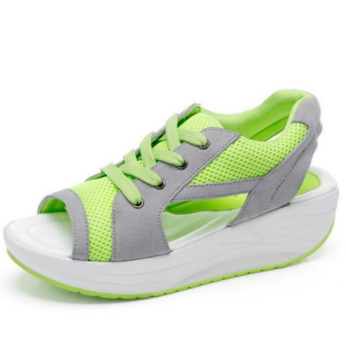 

Fish Mouth Thick Bottom Increased Sports Leisure Mesh Shoes, Size:36(Green)