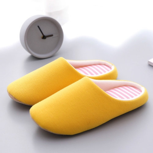 

Indoor Striped Soft Bottom Home Non-slip Cotton Slippers, Size:40-41(Yellow)