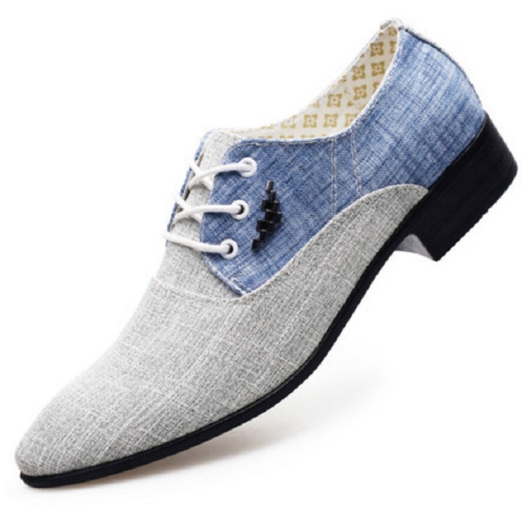 

Autumn Cloth Shoes Men Casual Shoes Breathable Shoes Wild Lace Belt Shoes, Size:48(Blue Gray)