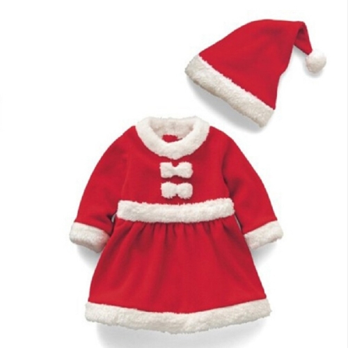 

Girl Santa Claus Costume + Hat Set, Height:90cm