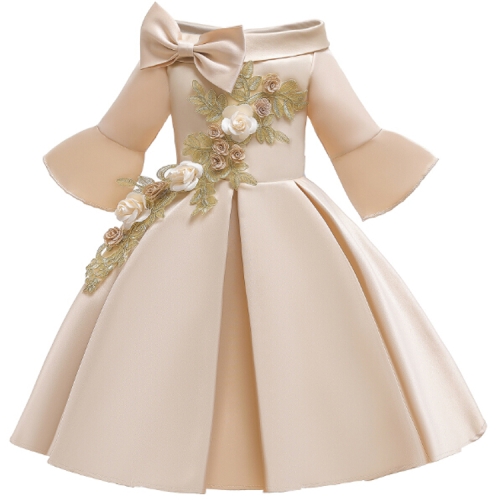 

Girls European Style Embroidered Dress Prom Dress, Size:100cm(Champagne)