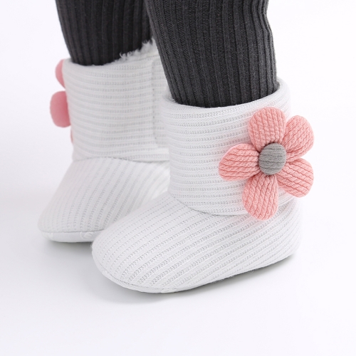 

Baby Warm Fleece Knit Booties Crib Shoes, Size:11(White)