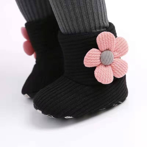 

Baby Warm Fleece Knit Booties Crib Shoes, Size:13(Black)