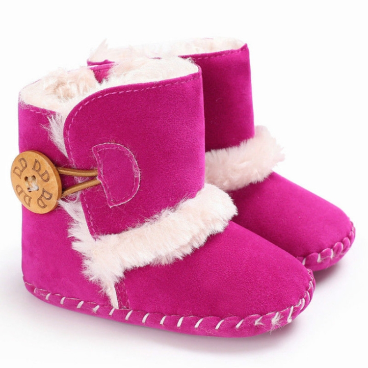 

Baby Winter Warm Woolly Snow Boots With Buckle Strap, Size:13cm(Magenta)