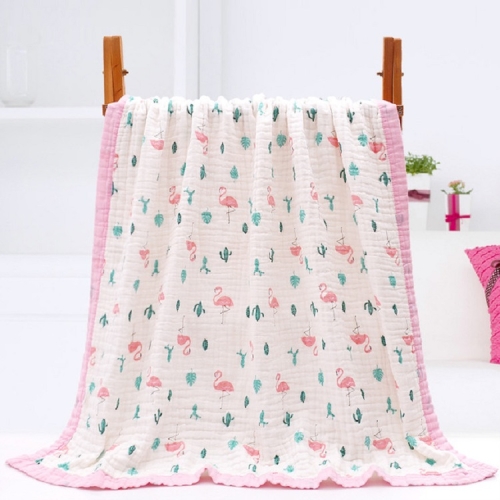 

High Density Bubble Cotton Yarn Wide Color Side Newborn Baby Cover Bath Towel Blanket(Flamingo)