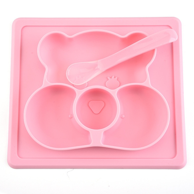 

Creative Children's Silicone Dinner Plate Placemat Waterproof Baby Complementary Food Dinner Plate(Pink)
