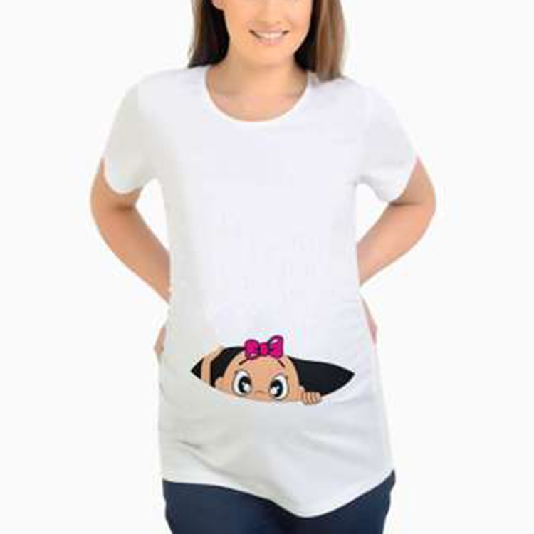 

Funny Baby Pattern Pregnant Women Short Sleeve T-Shirt, Size:L(White)