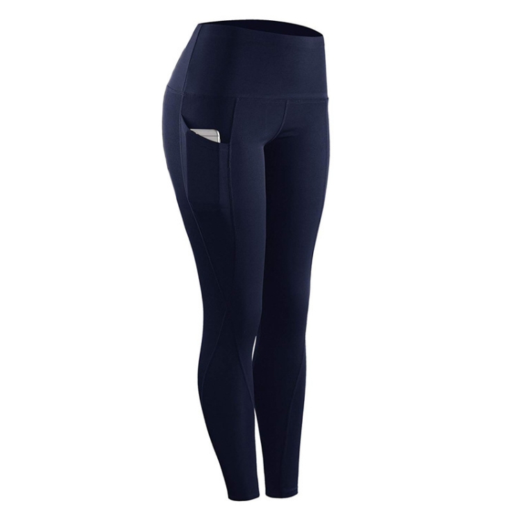 

Slim Tight Sportswear Women High Waist Hips Slim Sports Leggings, Size:L(Navy Blue)