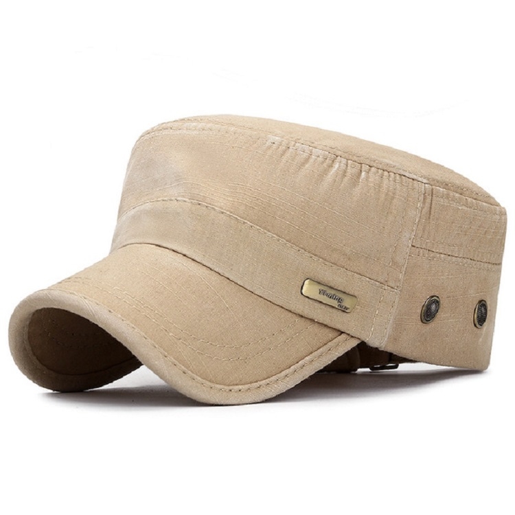 

Men Washed Distress Bamboo Cotton Cloth Cap Large Mesh Flat Cap(Beige)