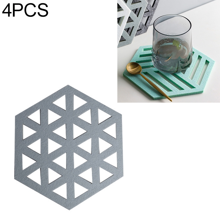 

4 PCS Geometry Felt Household Tableware Dish Insulation Mat Cup Absorbent Pad, Color:Gray-blue (triangle)