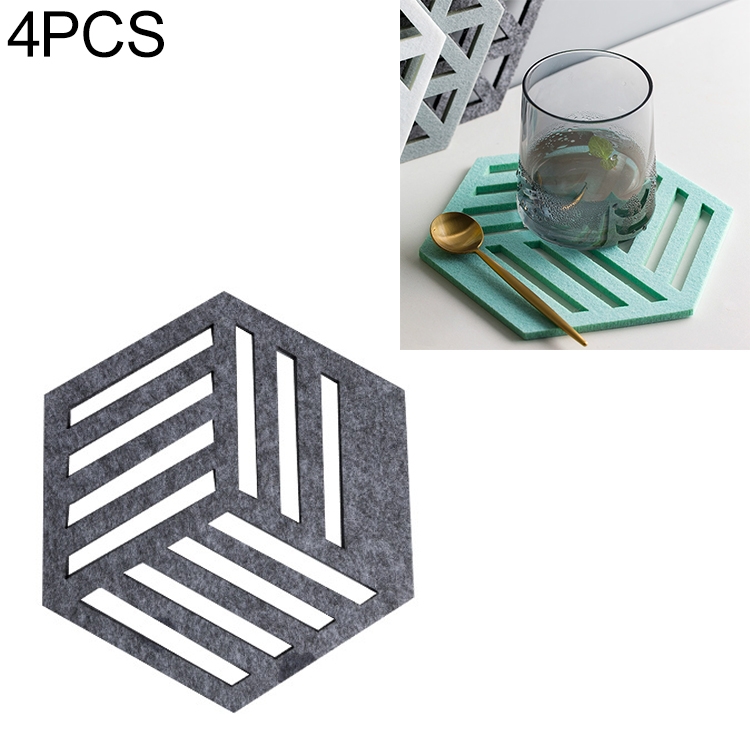 

4 PCS Geometry Felt Household Tableware Dish Insulation Mat Cup Absorbent Pad, Color:Dark gray (bar)