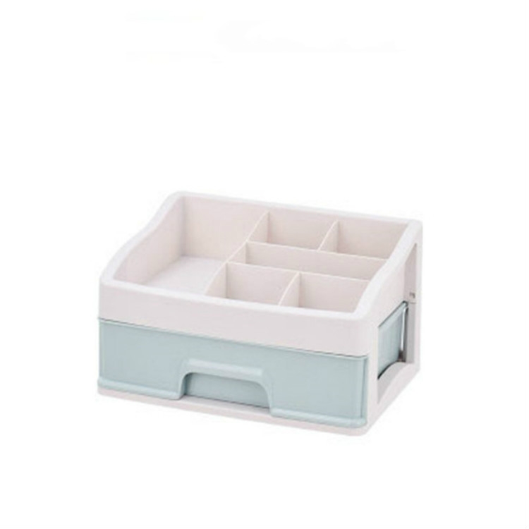 

2 PCS Plastic Storage Drawer Makeup Desktop Storage Box, Size:1 Layer(Blue)