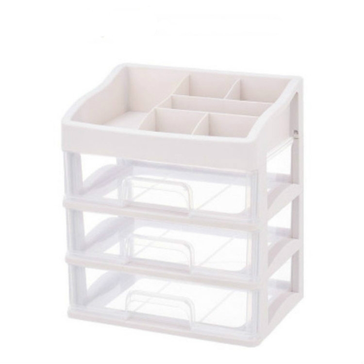 

2 PCS Plastic Storage Drawer Makeup Desktop Storage Box, Size:3 Layer(Transparent)