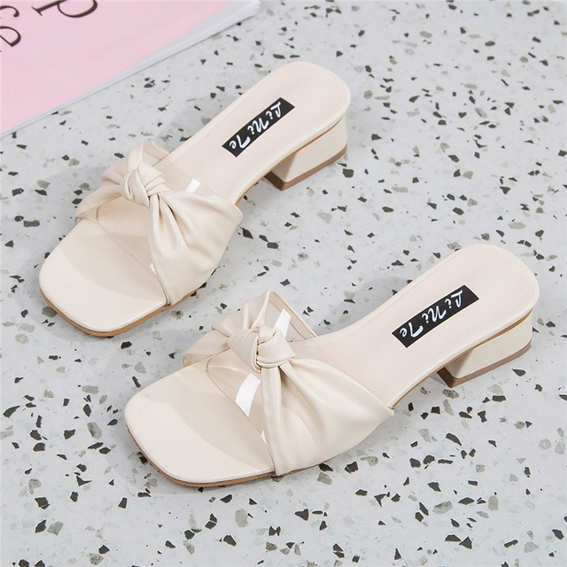 

Women Open Toe Casual Wild Slipper, Size:35(Beige)