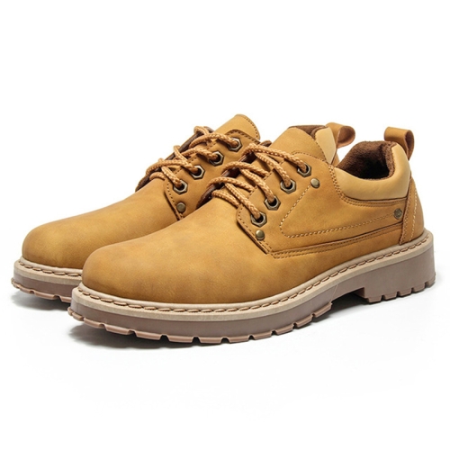

Leisure Leather Shoes Men Ankle Martin Shoes Lace Up Casual Leather Tooling Shoes, Shoe Size:41(Camel)