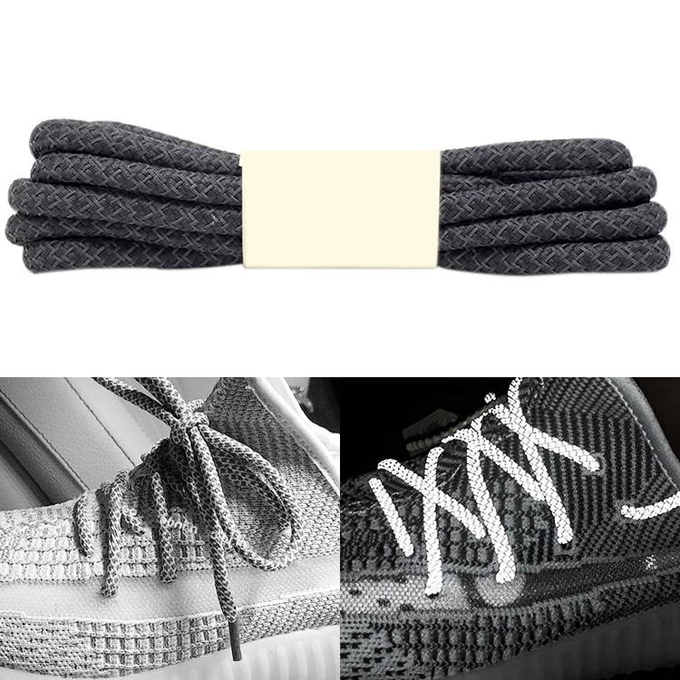 

Reflective Shoe laces Round Sneakers ShoeLaces Kids Adult Outdoor Sports Shoelaces, Length:120cm(Dark Gray)