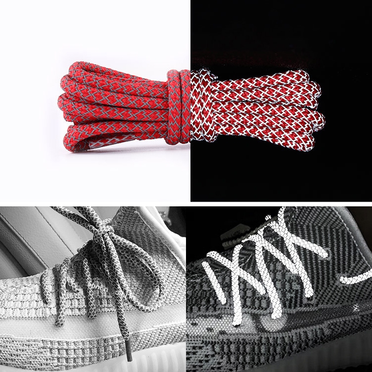 

Reflective Shoe laces Round Sneakers ShoeLaces Kids Adult Outdoor Sports Shoelaces, Length:140cm(Bright Red)